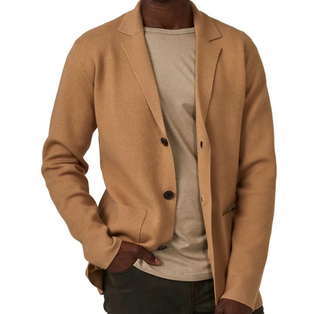 7 Diamonds Brighton Knit Blazer Mens XXL Camel Tan 3-Button Stretch Jacket NEW